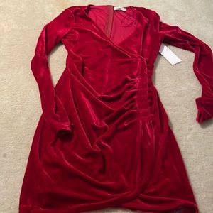 Red velvet fitted dress